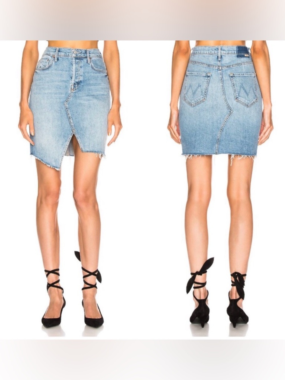 MOTHER Superior Denim The Tomcat Slide Mini Fray Skirt Size 23